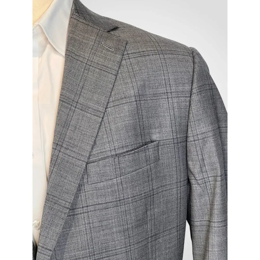 Hart Schaffner Marx New York Fit 48R 41x27 Blue Plaid Classic Suit